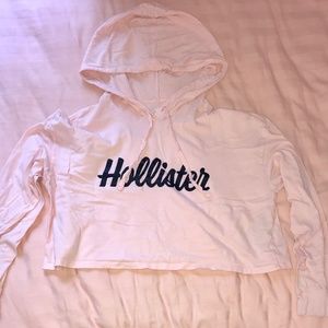 Hollister Top | Pink Crop Long Sleeve With Hood